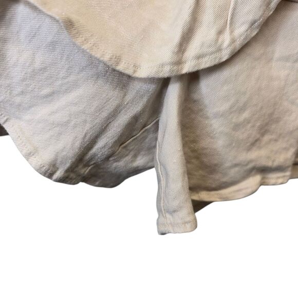 Express Women's 00 Solid Beige Faux Wrap Ruffle Skirt Skort Linen Blend - Picture 4 of 14